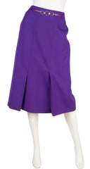 1980s Purple Wool & Leather Skirt