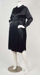 1985 F/W Runway Black Silk Satin Babydoll Dress