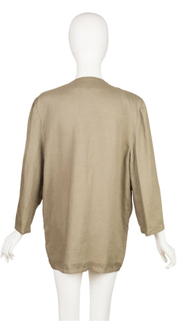 1970s Sage Linen Open-Style Light Jacket