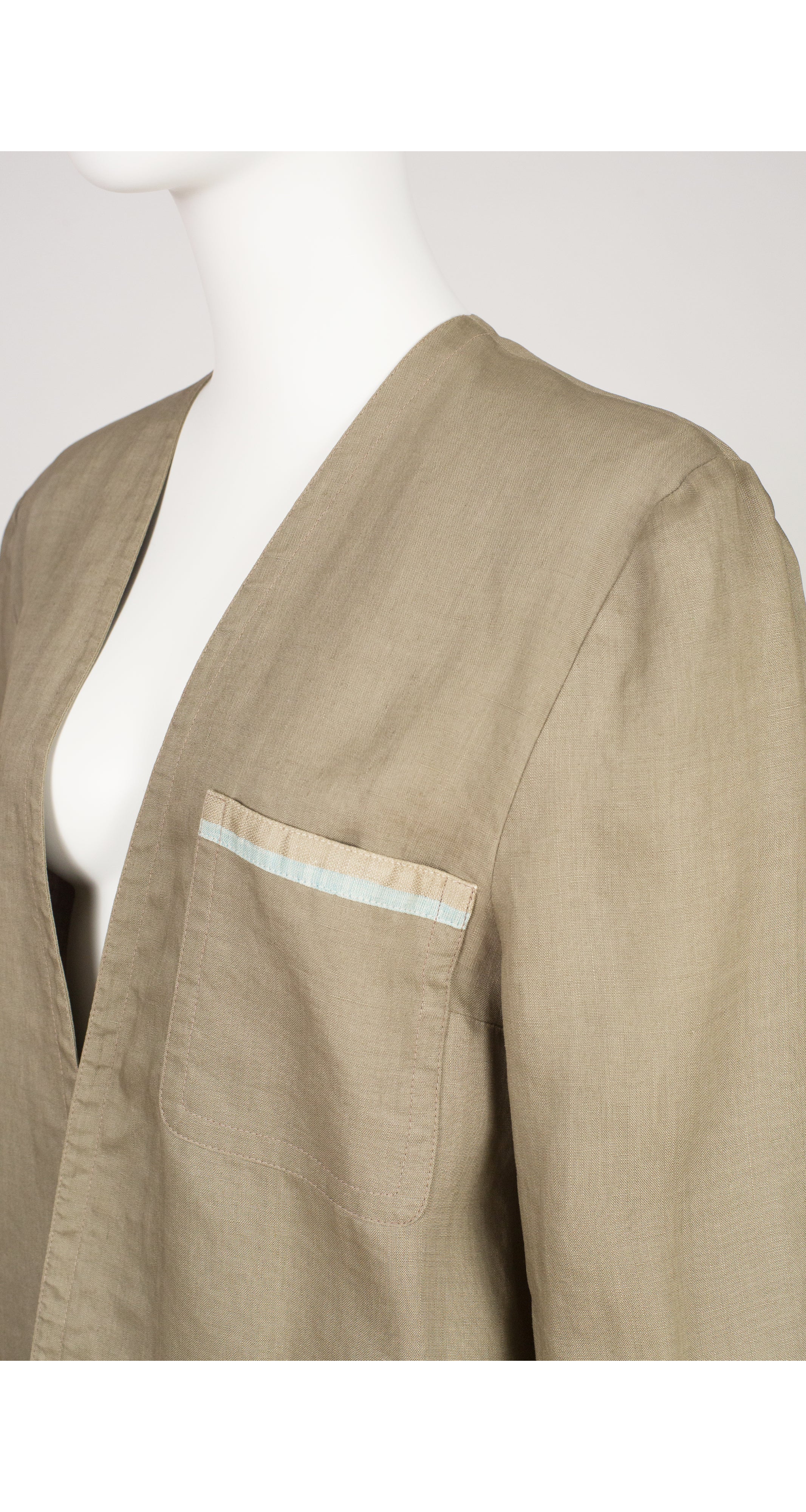 1970s Sage Linen Open-Style Light Jacket