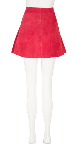 1970s Celestial Red & Yellow Suede Mini Skirt