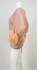 1980s Peach Ostrich Feather Chiffon Top