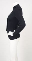 1970 Documented Space Age Black Ribbed Wool Sweater