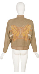 1983 S/S Butterfly Intarsia Beige Knit Bomber Jacket