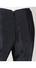 1990s Black Raw Silk Back Slit Trousers