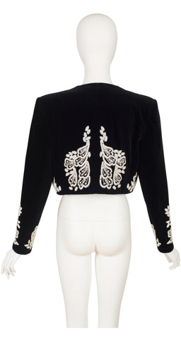 1990s Beaded Black Velvet Matador Bolero Jacket