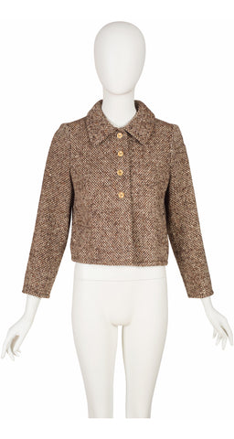 1967 Numbered Brown Tweed Wool Collared Jacket