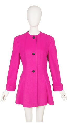 1990s Fuchsia Wool & Angora Equestrian-Inspired Jacket