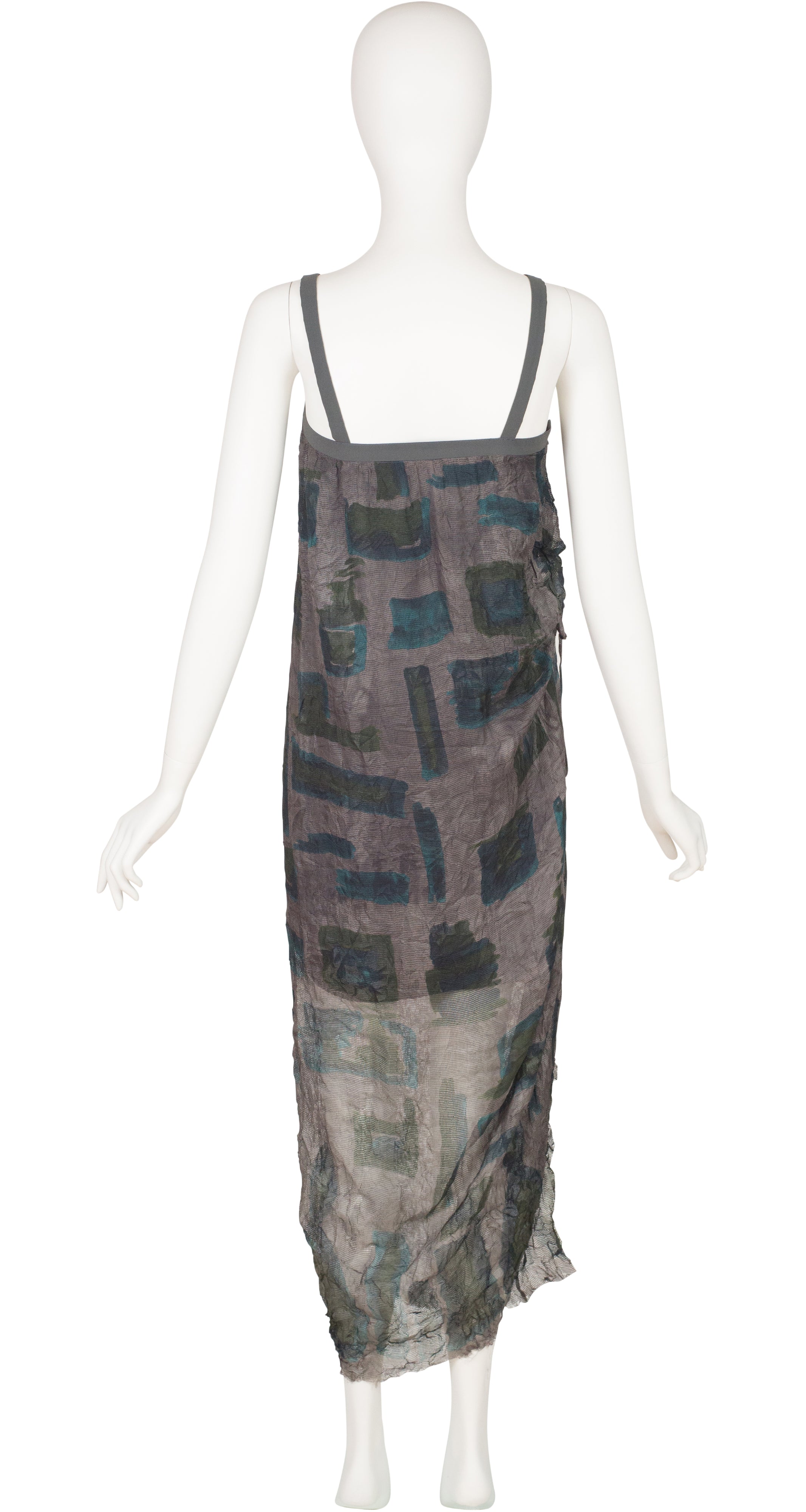 2000 S/S Deconstructed Gray Gauze Sleeveless Dress