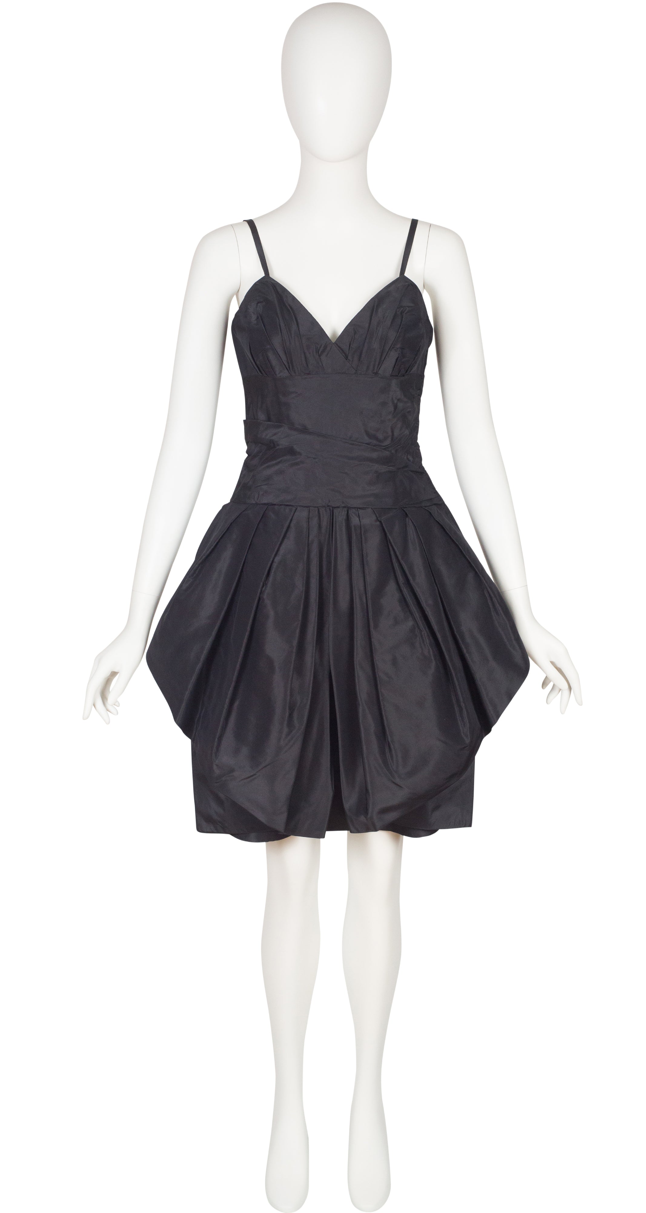 Christian Dior Haute Couture 1982 F/W Black Silk Taffeta Evening Dress Featherstone Vintage Christian Dior Haute Couture 1982 F/W Black Silk Taffeta Evening Dress Featherstone Vintage
