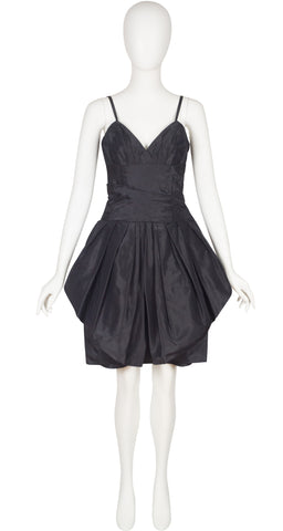 1982 F/W Black Silk Taffeta Cocktail Dress
