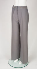 1970s Grey Wool Suede Trim Straight-Leg Trousers