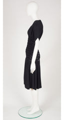 1983-84 F/W Smocked Sequin Black Crepe Cocktail Dress