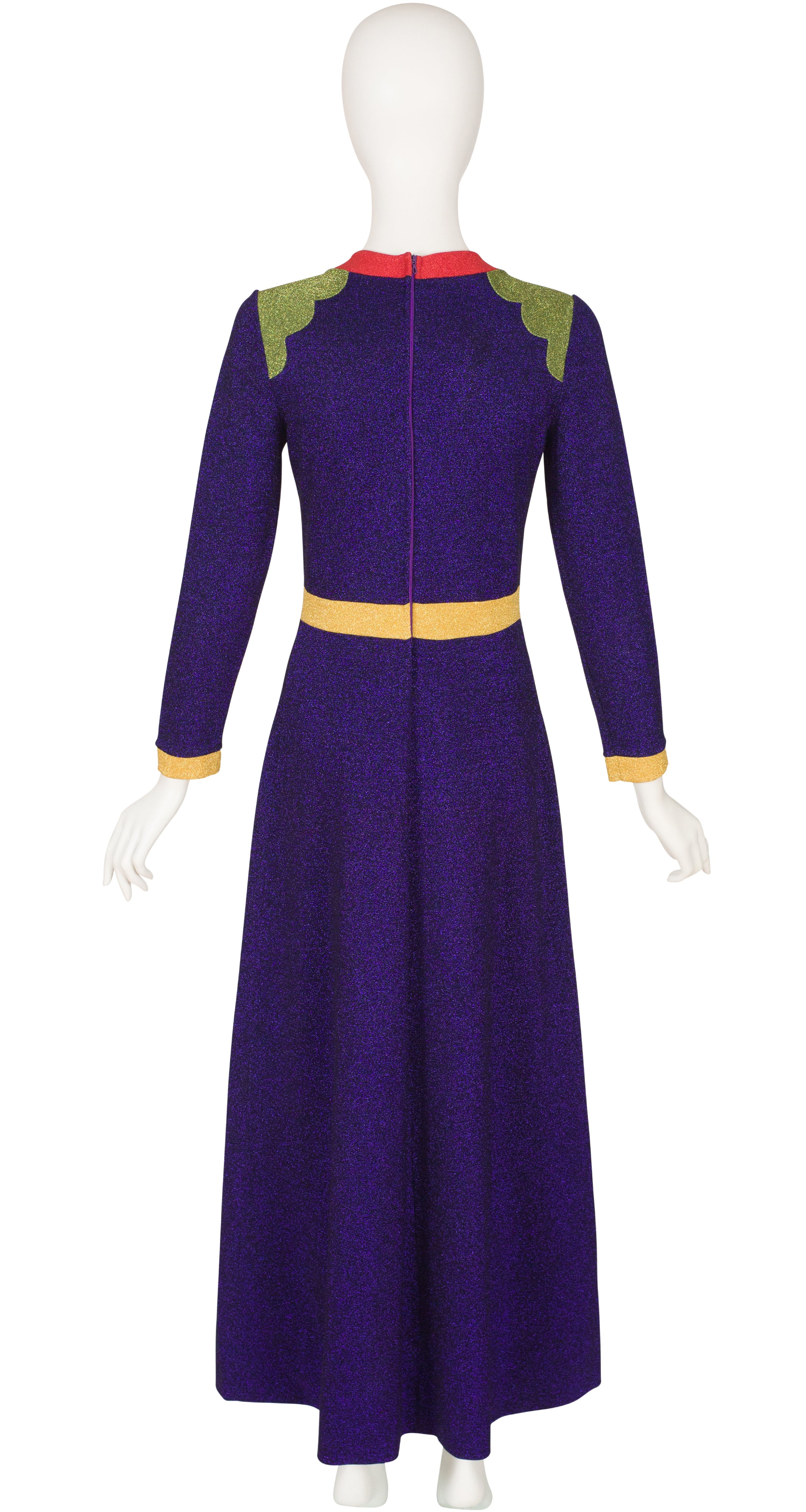 Bess Art 1970s Pop Art Purple Lurex Jersey Maxi Dress Featherstone Vintage Bess Art 1970s Pop Art Purple Lurex Jersey Maxi Dress Featherstone Vintage