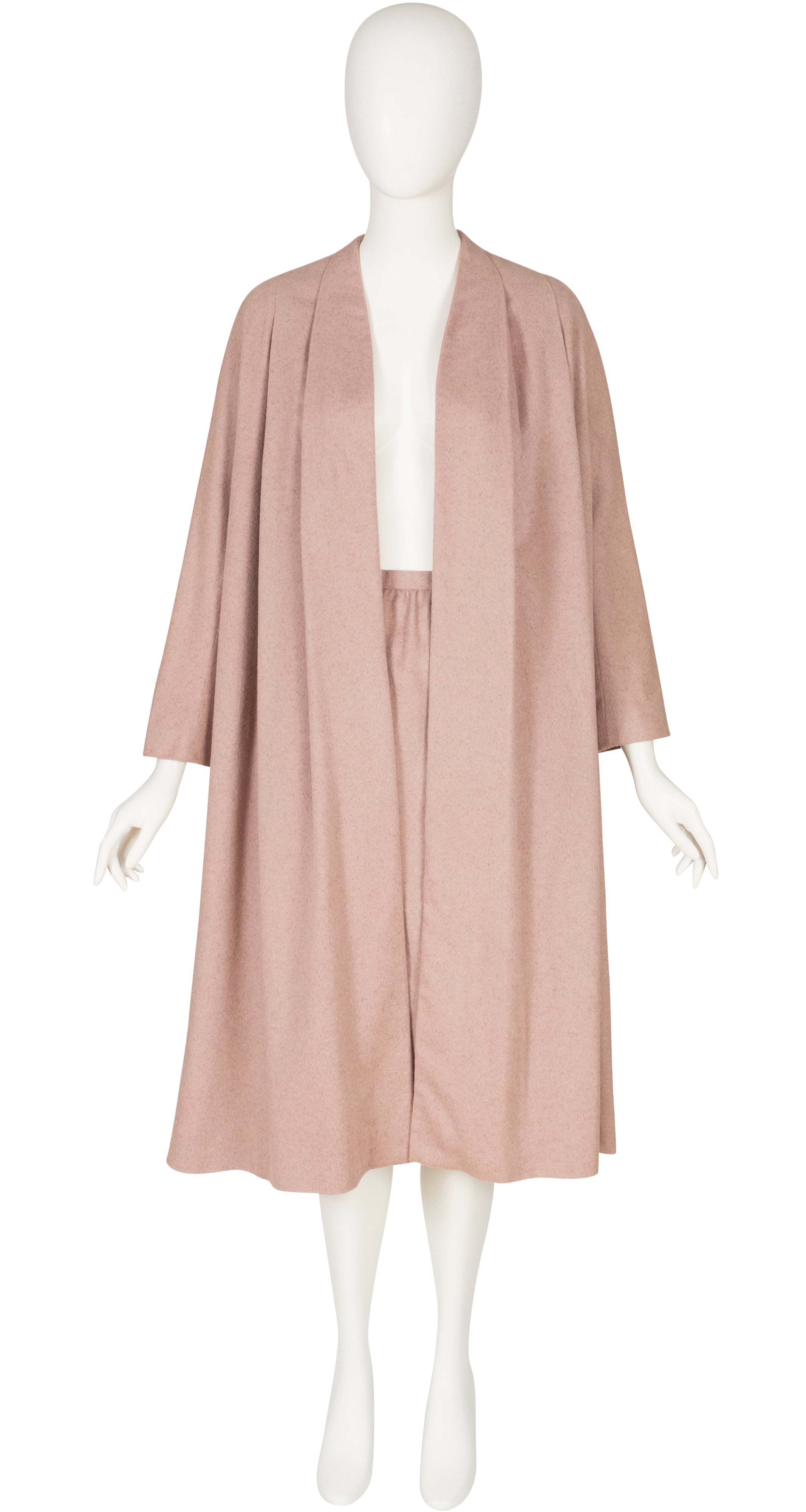 1970s Pleated Swing Coat & Pencil Skirt Set