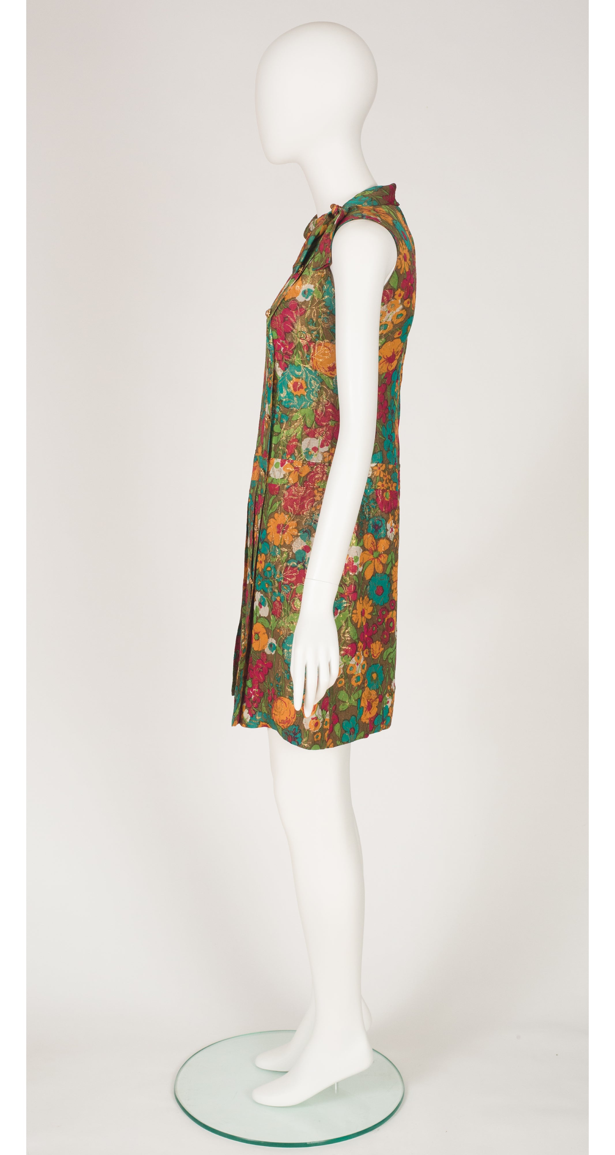 1960s Mod Floral Lamé Scooter Dress