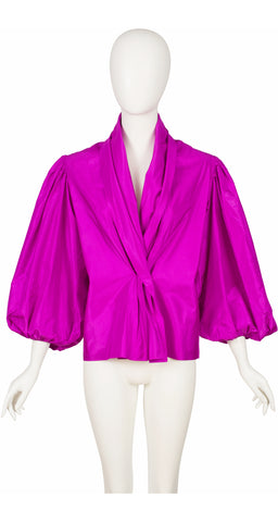 1991-92 F/W Runway Fuchsia Silk Taffeta Balloon Sleeve Blouse