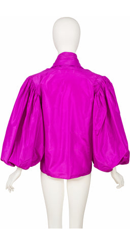 1991-92 F/W Runway Fuchsia Silk Taffeta Balloon Sleeve Blouse
