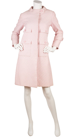 1960s Mod Pink & Cream Op-Art Print Coat