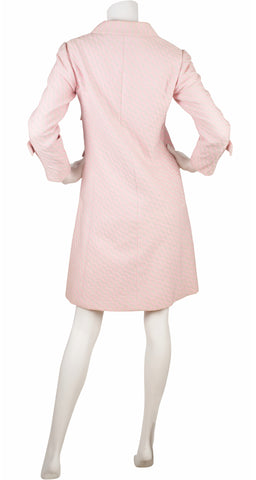 1960s Mod Pink & Cream Op-Art Print Coat