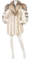 1980s Dramatic Cream Fox & Mink Fur Coat