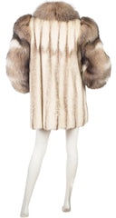 1980s Dramatic Cream Fox & Mink Fur Coat