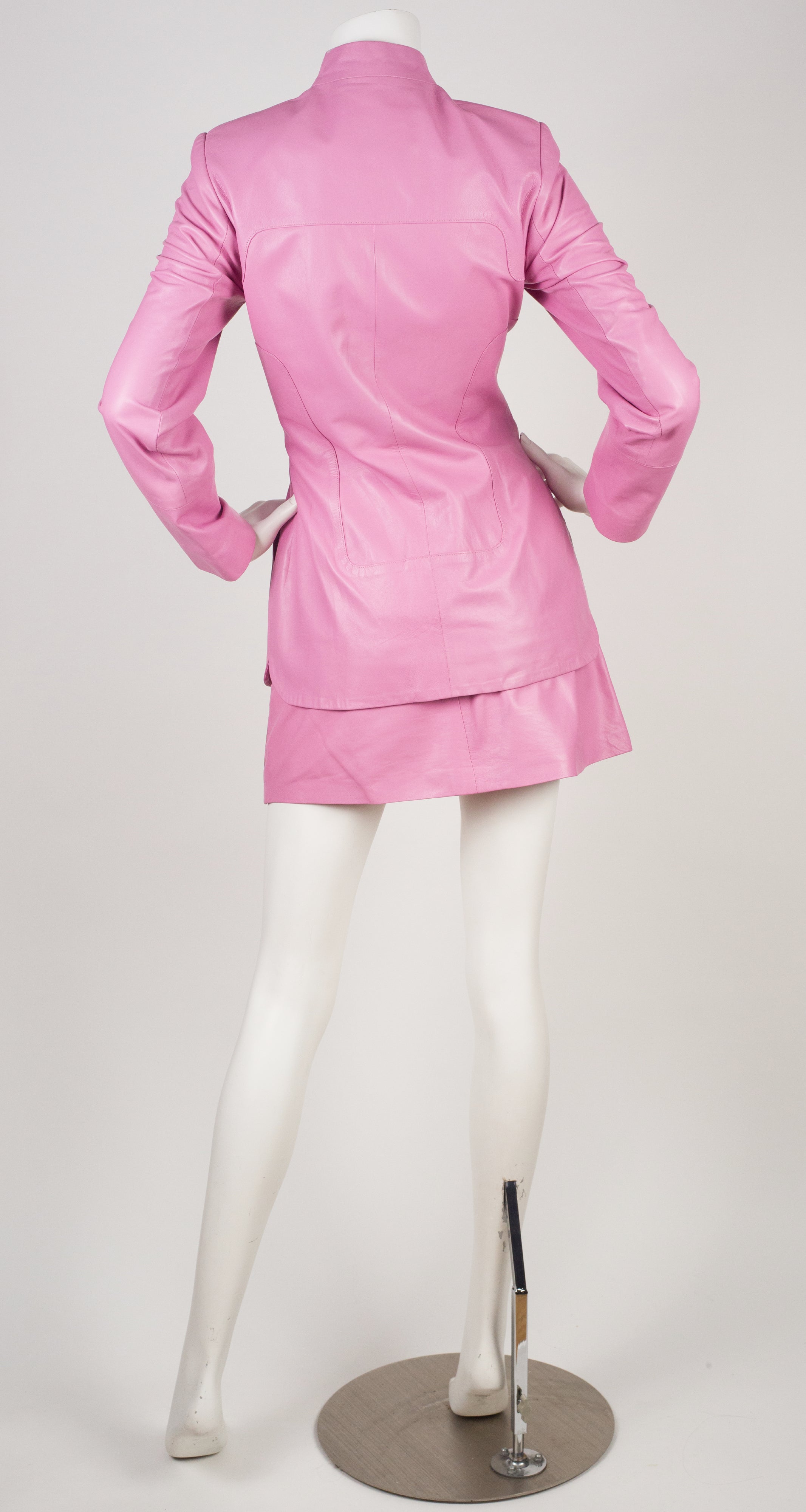 2000s Pink Ostrich Skin & Lambskin Three-Piece Outfit