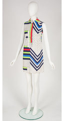 1960s Mondrian Color Block Raw Silk Mini Dress