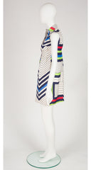 1960s Mondrian Color Block Raw Silk Mini Dress
