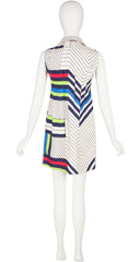 1960s Mondrian Color Block Raw Silk Mini Dress