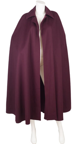 1971 Documented Burgundy Wool Collared Cape
