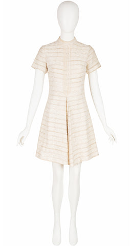 1960s Mod Cream Bouclé Short Sleeve Dress