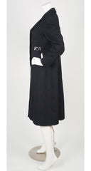 1970s Mod Rounded Lapel Black Wool Coat
