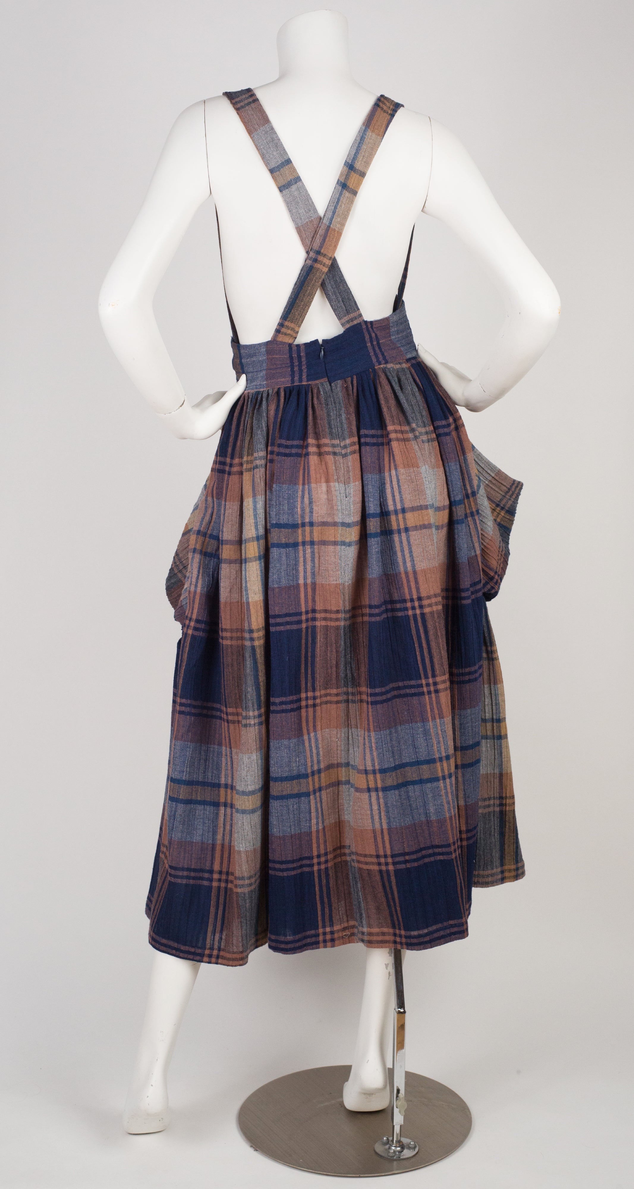 1984 Documented Plaid High-Waisted Suspender Skirt