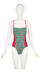 1970s Donald Duck Novelty Print Backless One-Piece Swimsuit
