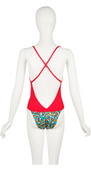 1970s Donald Duck Novelty Print Backless One-Piece Swimsuit