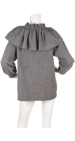 1976-77 F/W Russian Collection Gray Mohair Ruffle Cardigan