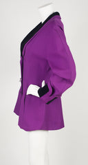 1989 Purple Wool & Black Velvet Blazer