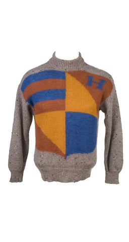 1980s Men's "H" Logo Crest Mohair Sweater