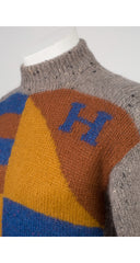 1980s Men's "H" Logo Crest Mohair Sweater