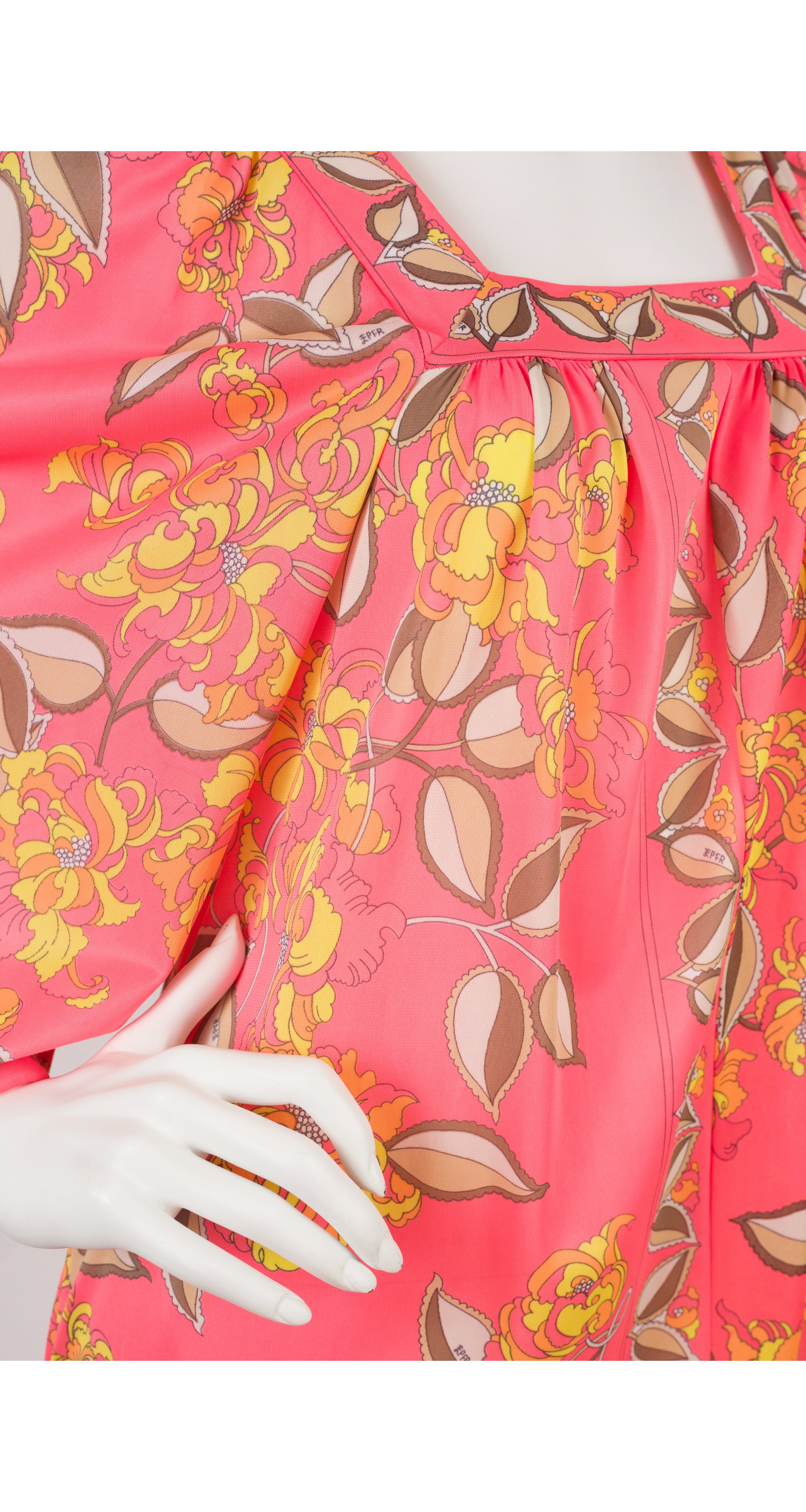 1960s Floral Neon Pink Night Dress