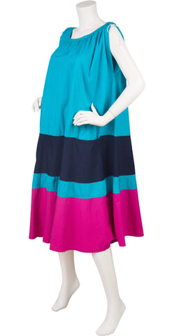 1970s Color-Block Cotton Tent Dress