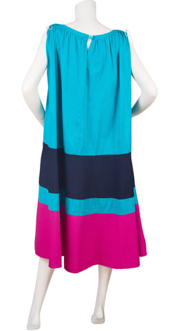 1970s Color-Block Cotton Tent Dress