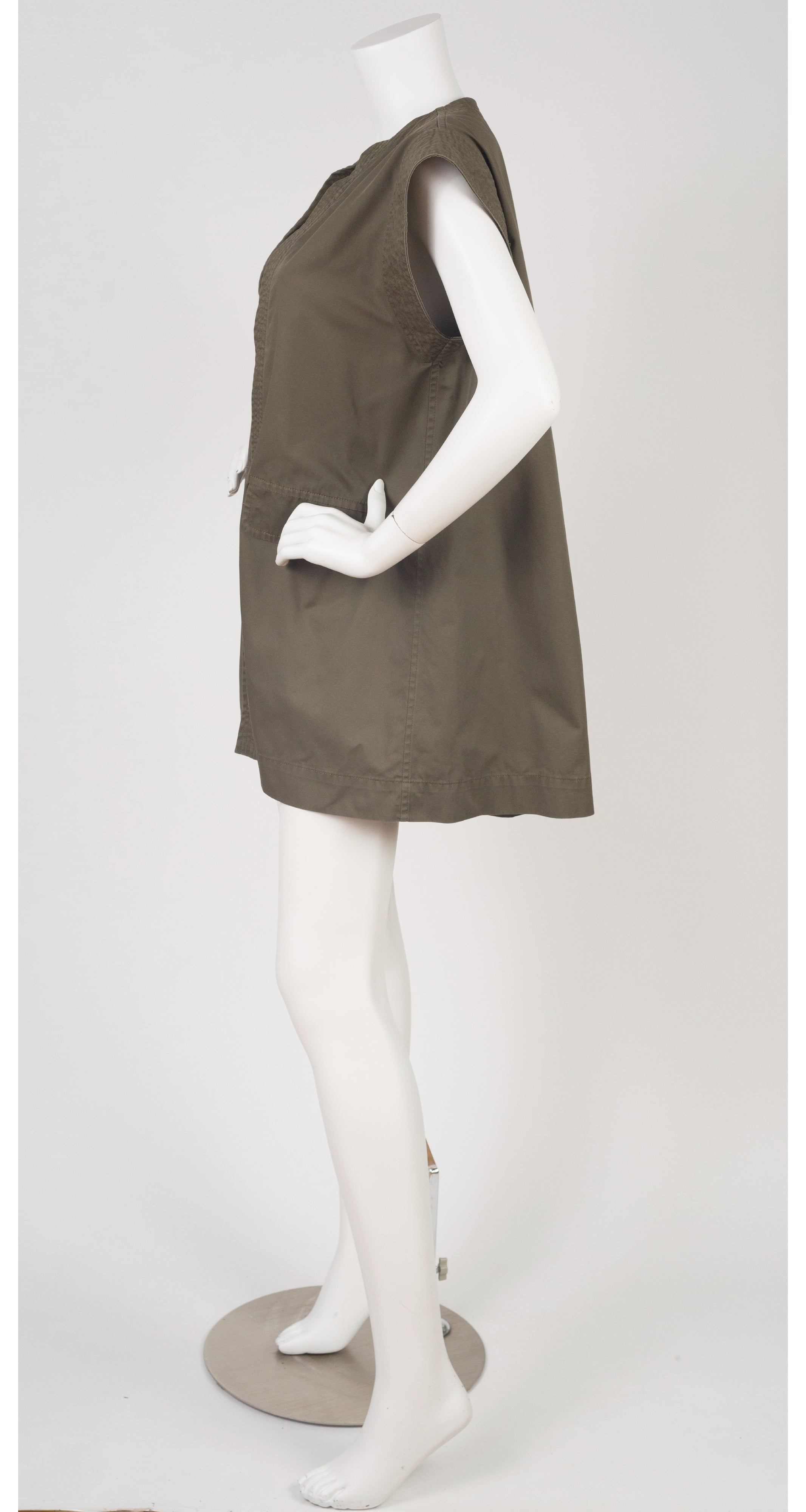 1970s Army Green Cotton Tunic Vest