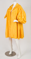 1980s Yellow Silk Taffeta Balloon Sleeve Opera Coat