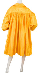 1980s Yellow Silk Taffeta Balloon Sleeve Opera Coat