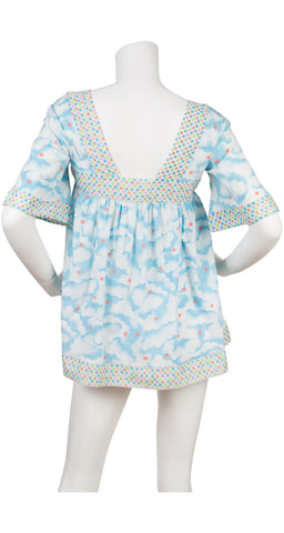1970s Star & Cloud Print Cotton Blouse