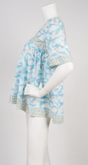 1970s Star & Cloud Print Cotton Blouse