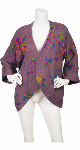 1980s Tiger Print Quilted Viscose Jersey Jacket