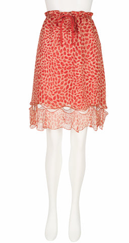 2004 Iconic Lips Novelty Print Silk Chiffon Skirt